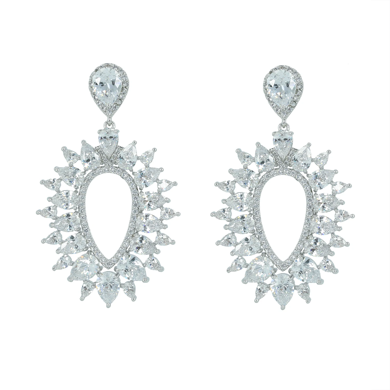 

Full CZ Cubic Zirconia Dangle Bridal Wedding Earring for Women Jewelry Accessories Crystal Pierced Earrings Gift CE10154