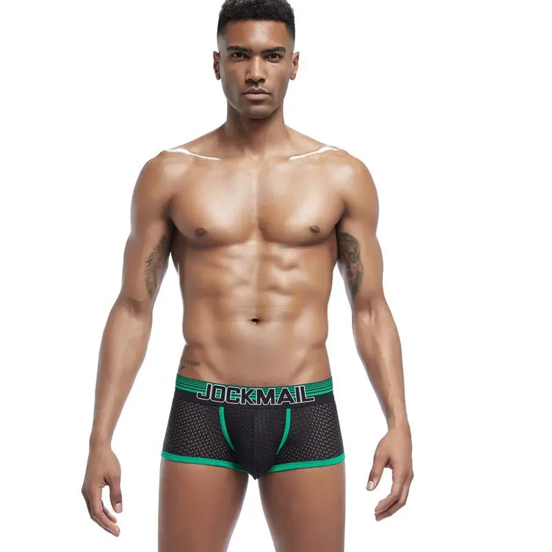 10 шт./лот JOCKMAIL Мужское нижнее белье сетка Qucik сухие сексуальные боксеры для мужчин