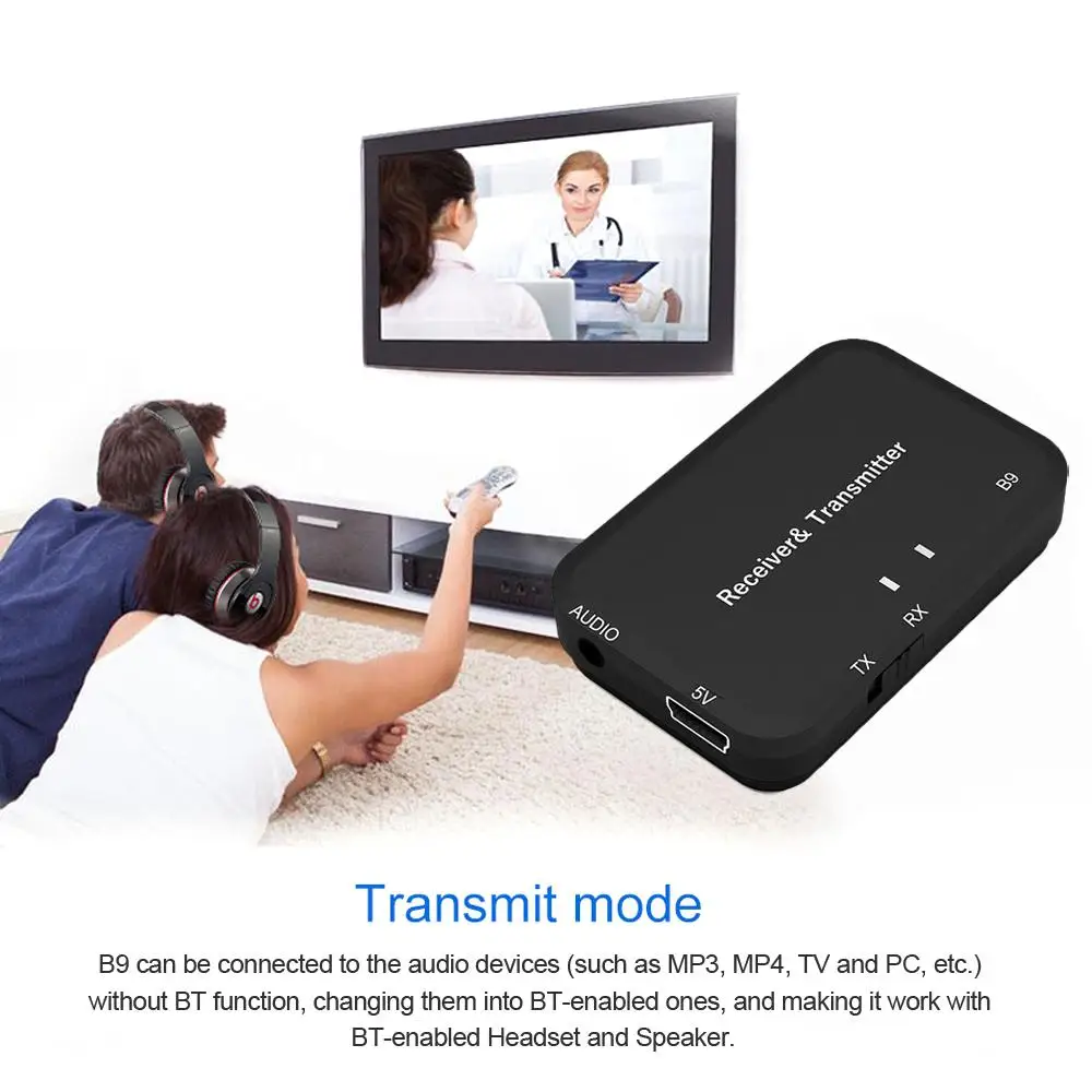 Беспроводной передатчик B9 2in 1 Bluetooth V4.2 A2DP стерео аудио 3 5 мм Aux адаптер для ТВ