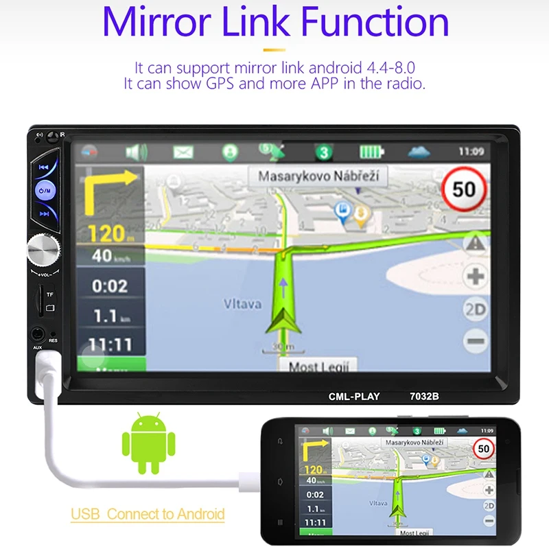 2Din Автомобиль Радио 7 дюймов Пресс Mirrorlink Авто Аудио плеер для автомобиля сабвуфер