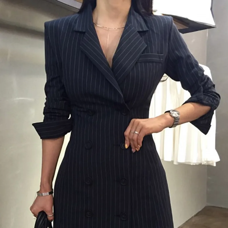 Блейзер LANMREM Женский формальный мини-блейзер в полоску с вырезом длиной выше