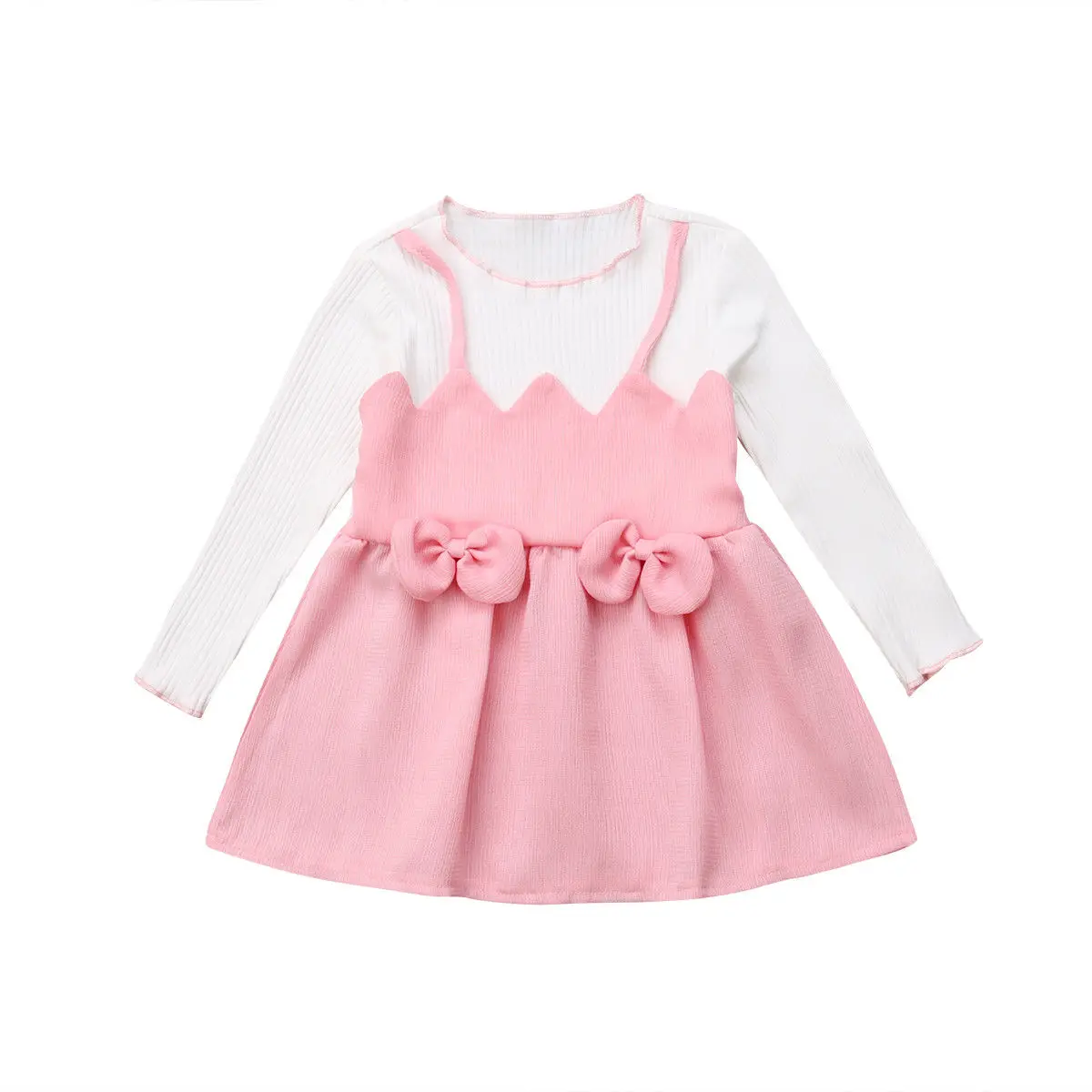Newborn Baby Kids Girls Long Sleeve Patchwork Princess Dress Little Girl Tutu Bow Dresses Clothes New 0-3T | Детская одежда и