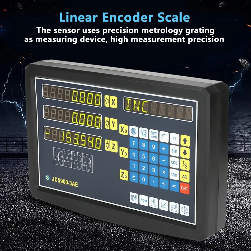 

JCS900-3AE 100mm/500mm/800mm Digital Readout Linear Scale Encoder 110-240V US Plug New