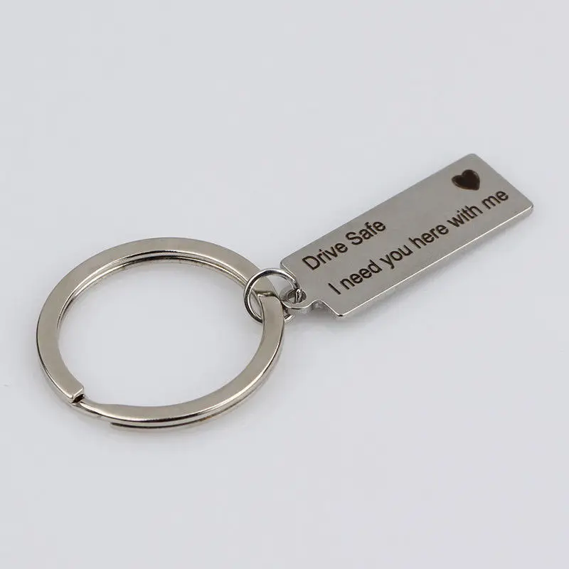 

Drive safe I need you here with me Stamped Keychain Trucker Keyring Husband Gift Keyring, Gift Funny Jewelry Gifts Keychain