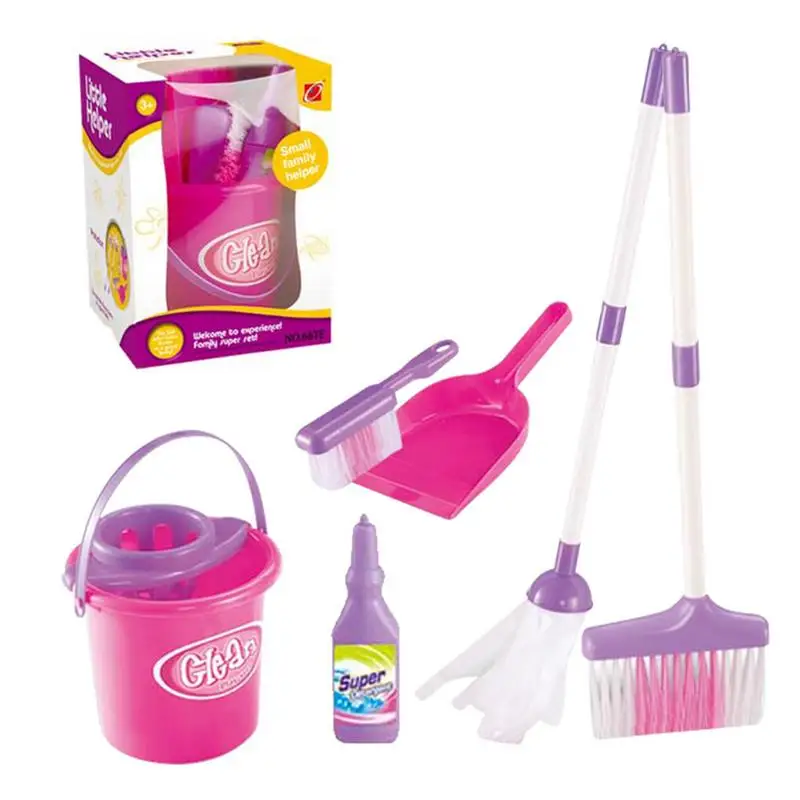 Миниатюрный инструмент для уборки игровая щетка дома ведро мытья игрушка детей