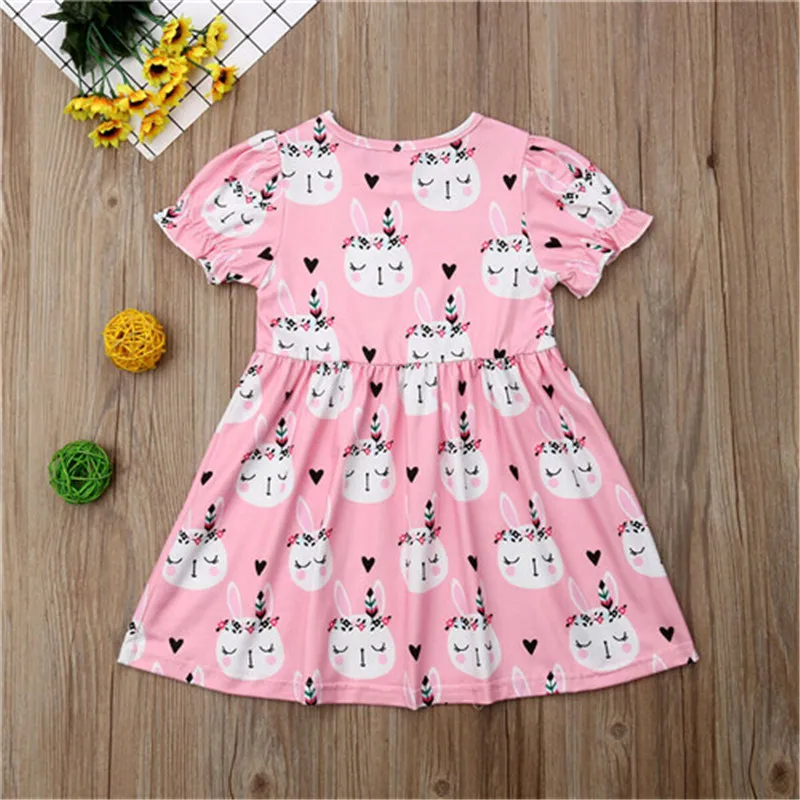 Summer Toddler Kids Girls Easter Dress Clothes Bunny Floral Party Pageant Tutu Dresses For Cotton O-neck | Детская одежда и обувь