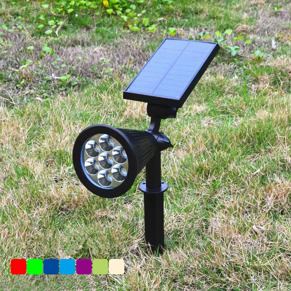 Party luminous props 7 LED Spotlight Lawn Lamp Outdoor Garden Solar Panel Power Adjustable Flood Light Landscape Lighting | Дом и сад