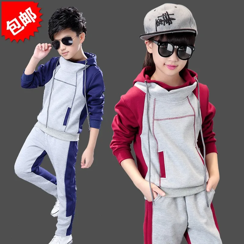 

Girls Hooded 2018 New Style Long-Sleeve Pants Pullover Hooded Spring And Autumn Movement Set Medium And Small Child