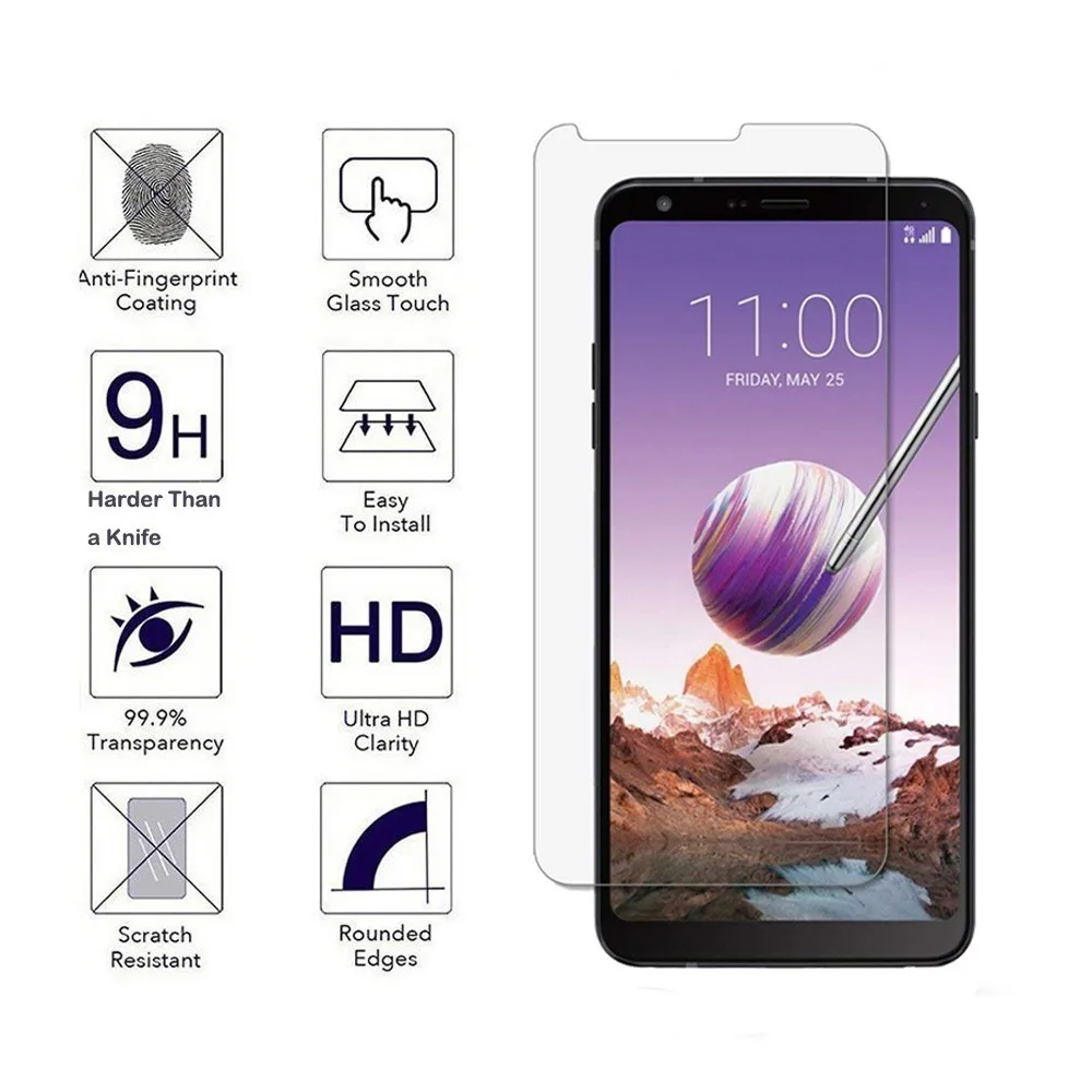 2 упаковки для LG Q Stylo 4 5 Stylus k11 Plus Q7 9H 0 3 мм 2.5D прозрачное закаленное стекло Защита