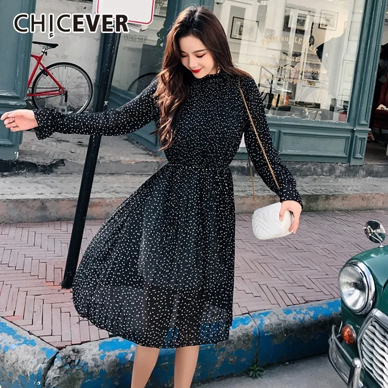 Женское платье с высокой талией CHICEVER повседневное Плиссированное Платье До