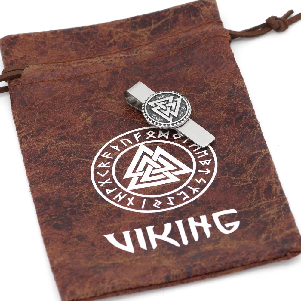 Скандинавский Викинг Valknut Amulet зажимы для галстука из нержавеющей стали мужчин и
