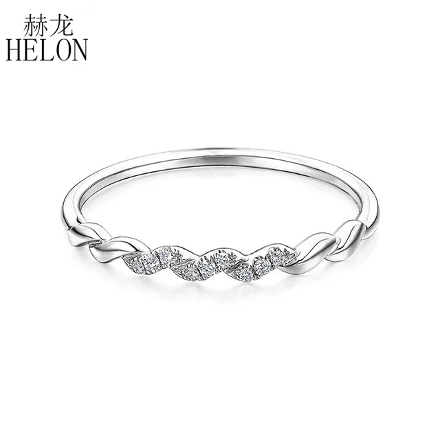 Женское кольцо с натуральными бриллиантами HELON серое из твердого белого золота 14