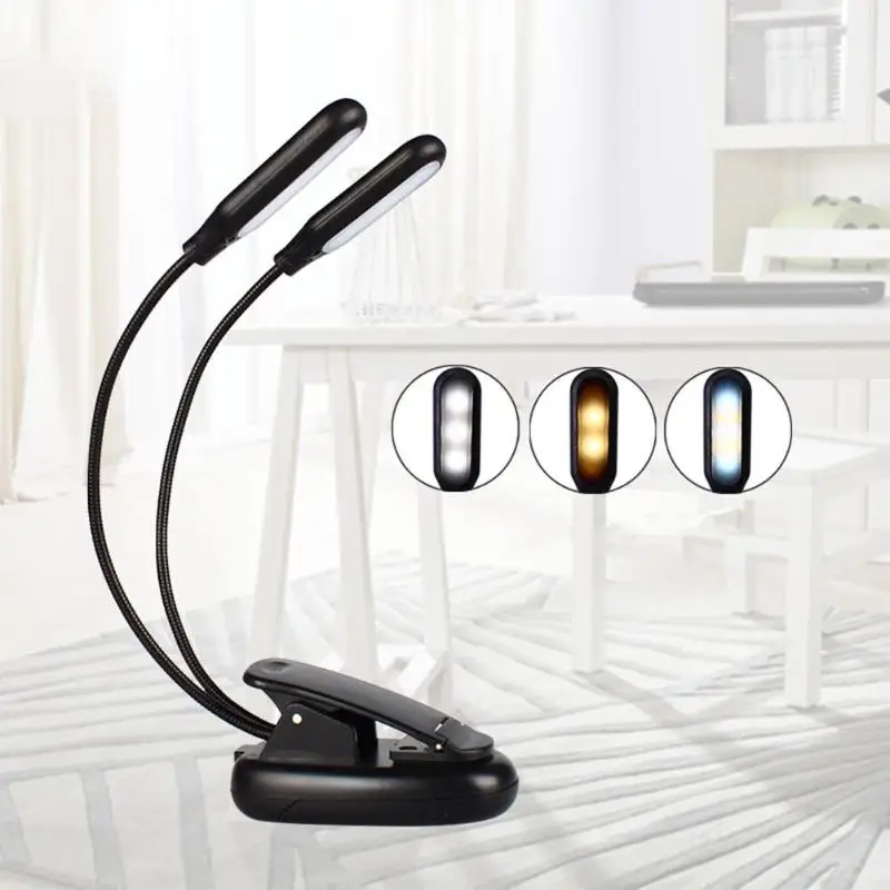 Двойная головка 10 светодио дный прикроватная Подставка on Book Light Dorm Eye Protect лампа