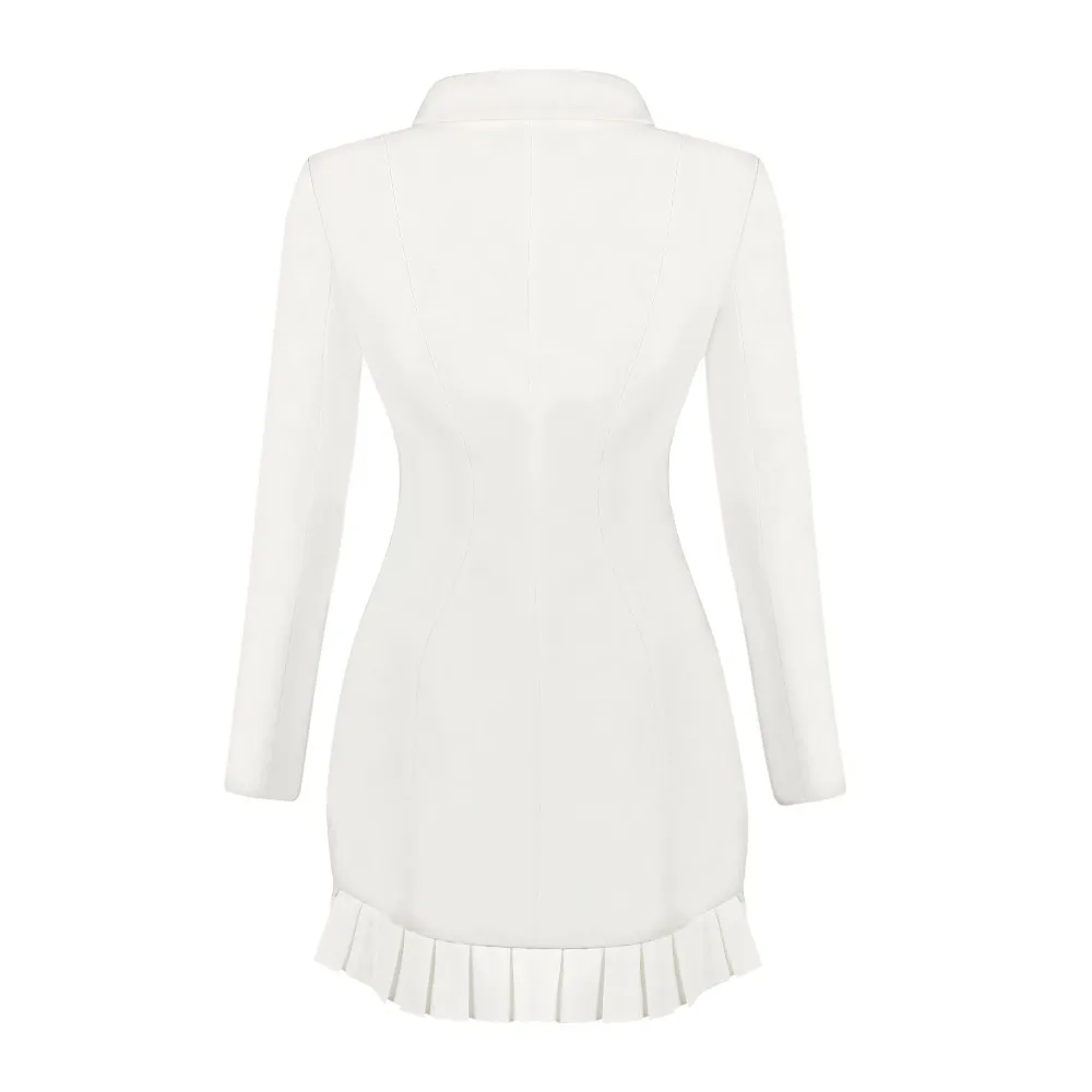 

High Quality White Long Sleeve V-neck Elegant Mini Dress Cocktail Party Bodycon Dress