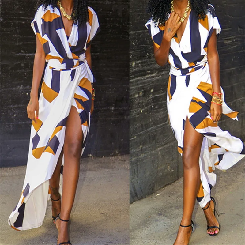 Новое модное летнее женское длинное вечернее платье в стиле бохо повседневное