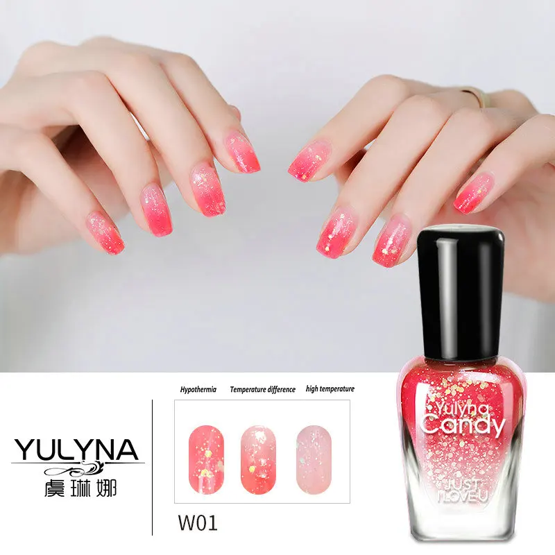 

YULINA Thermal Nail Polish Temperature Color Changing Water-based Nail Varnish Shimmer Nail Lacquer Long Lating Quick Drying