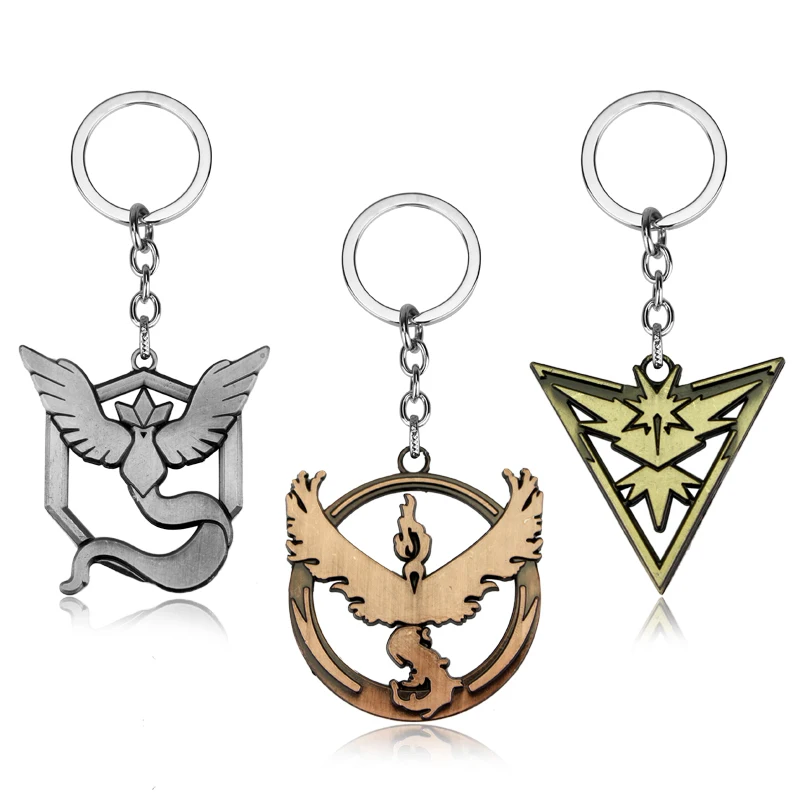 Anime Pokemon Go Key Chain Japanese Cartoon Pocket Monster Bird Logo Valor Instinct Mystic Model Alloy Jewelry Gift Women | Украшения и