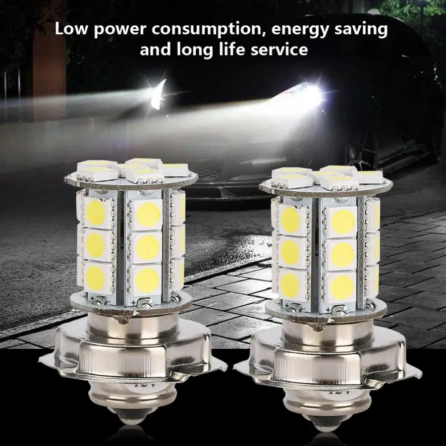 Universal Motorcycle Headlight Bulbs 2 PCS 12V P26 S24 SMD LED Car 6000k Aluminum| |