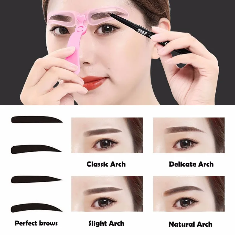 4Pcs/Set Drop Shipping Brow Stencils Reusable Eyebrow Shaping Defining Eye Drawing Guide Template Pro Makeup Tool | Красота и