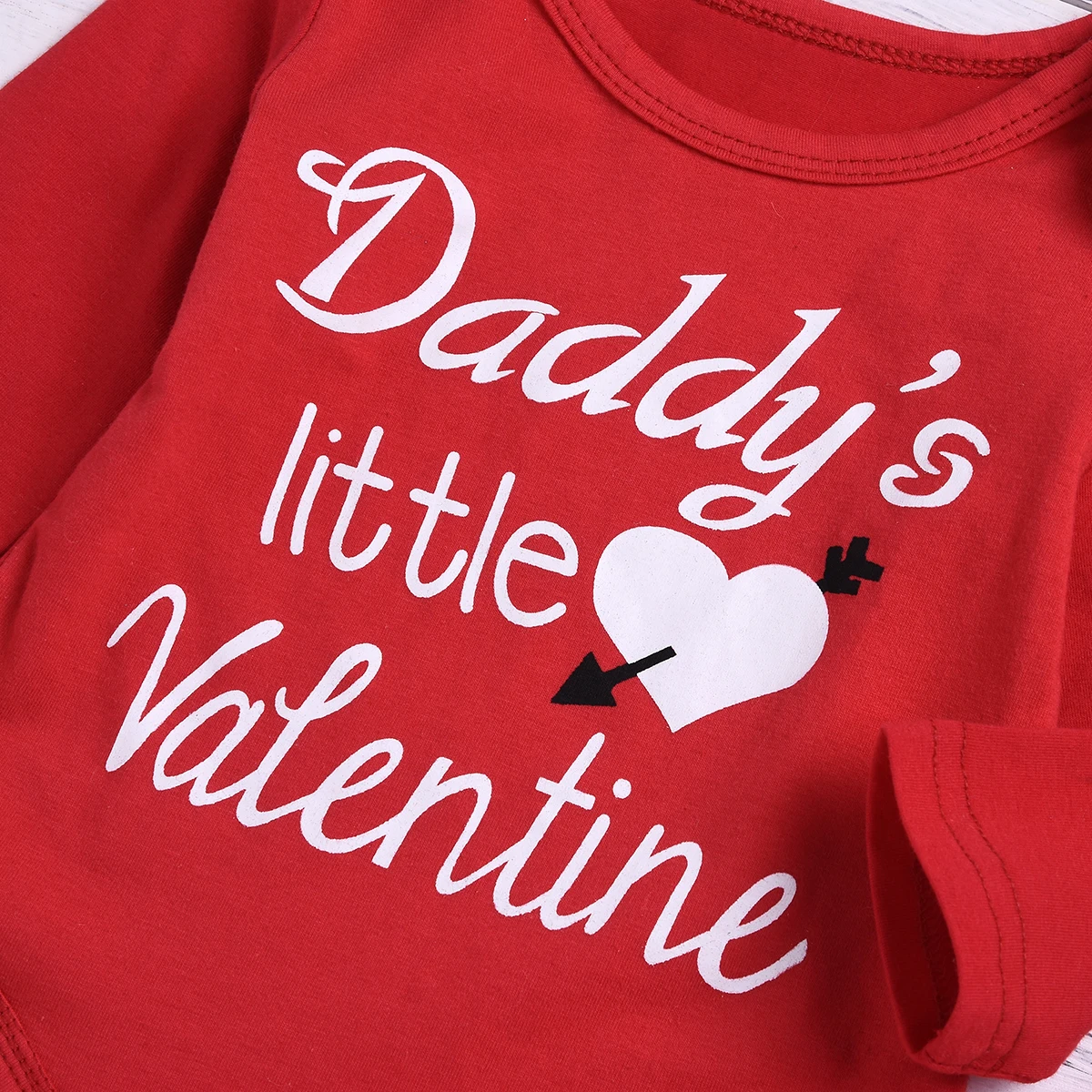 Valentine's Day Baby Boy Girl Cotton Clothes Red Bodysuits Tops+Long Printed Pants Hats Headbands Babies Casual Outfit Set 4pcs | Детская