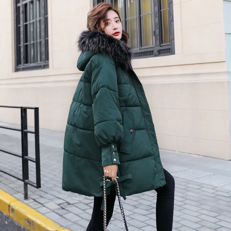 

2019 Special Offer Cotton Clothes New Old Even Hat Overknee Cotton-padded Girls Fund Thickening Bread Serve Loose Coat Tide