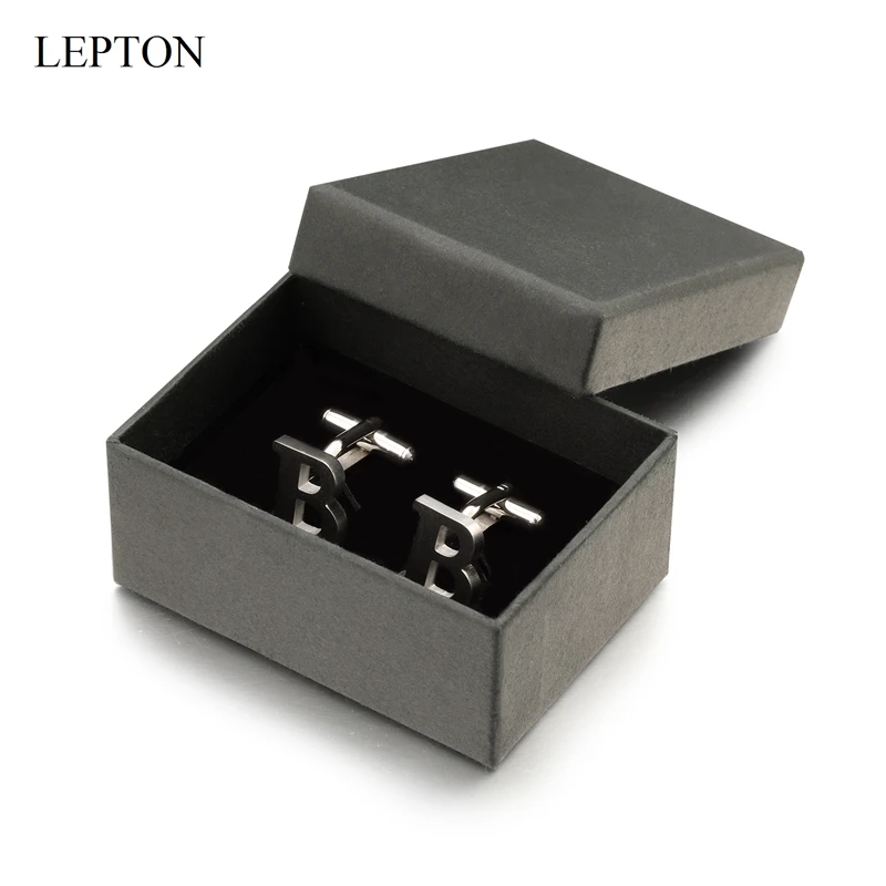 

Lepton Stainless steel Letters Cufflinks for Mens Black & Silver Color Letters B of alphabet Cuff links Men Shirt Cuffs Button