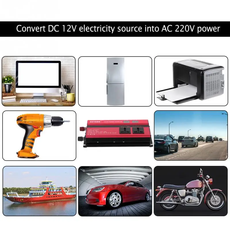 1200W DC12V для AC220V автомобиль изменение Мощность преобразователь с светодиодный