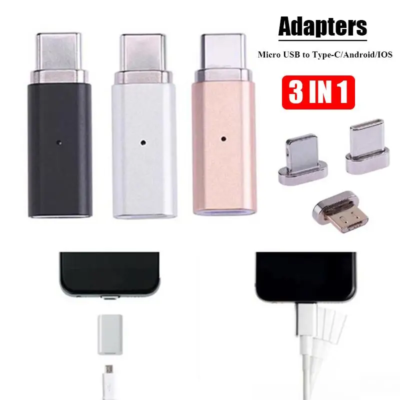 3-в-1 микро-флеш-накопитель USB с гнездовым для Тип-C/Android/IOS мужской магнитный металлический переходник маленький Размеры светильник Вес и легко носить с собой три Цвета