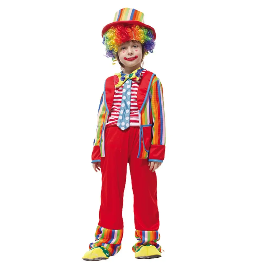Clown Costume Boy Children Kids Circus Hat Jacket Pants for Halloween Carnival Party Cosplay Stage Performance |
