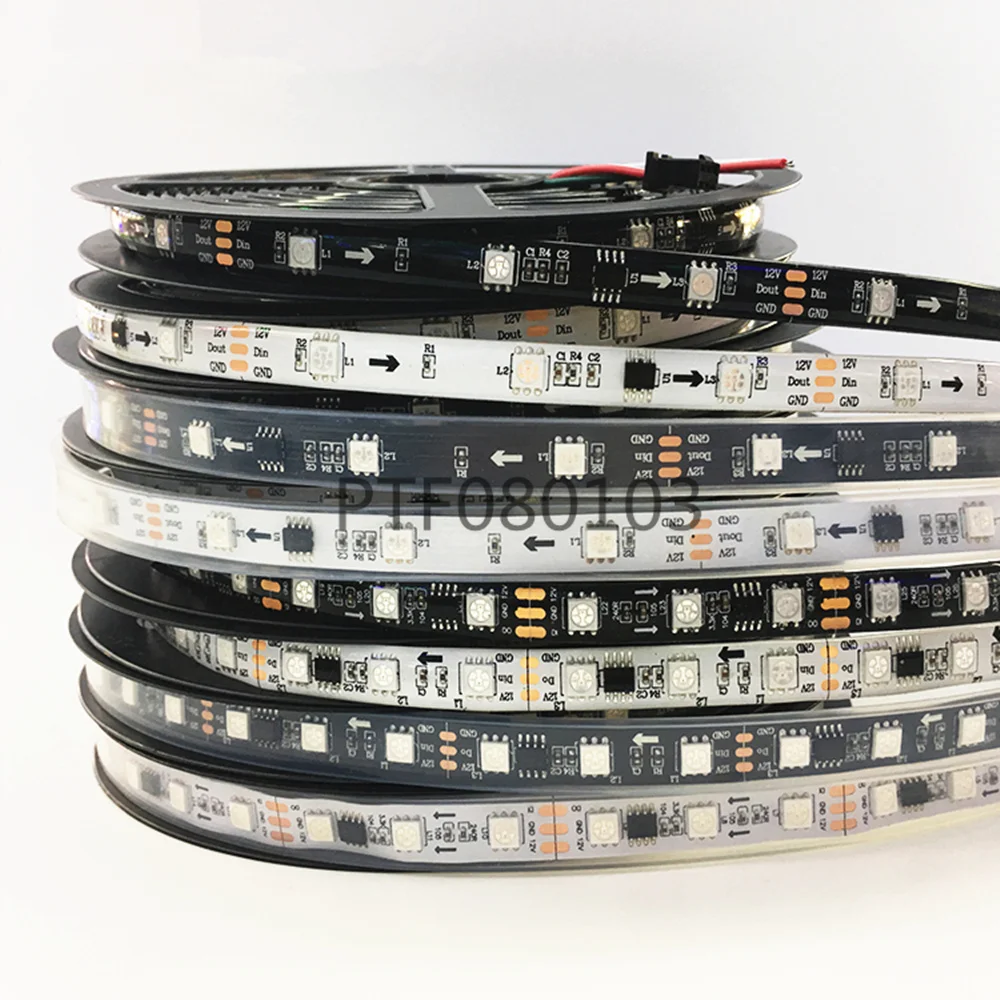 Светодиодная лента WS2812B 1/5 м 30/60/96/144 светодиодов s/m 2812 пикселей RGB полноцветная WS2812