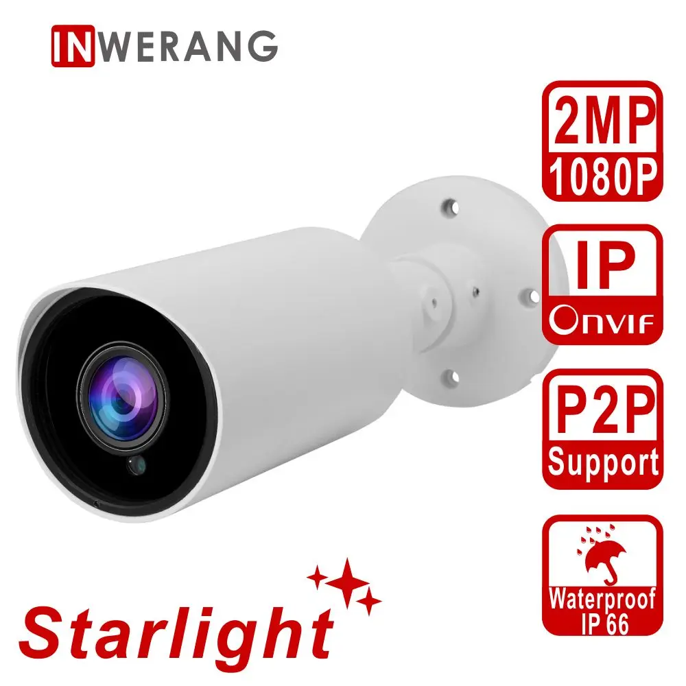 Inwerang Starlight зондирования 2MP безопасности IP пули Камера 2 7 13 5 мм объектив MF H.265 1080P Full