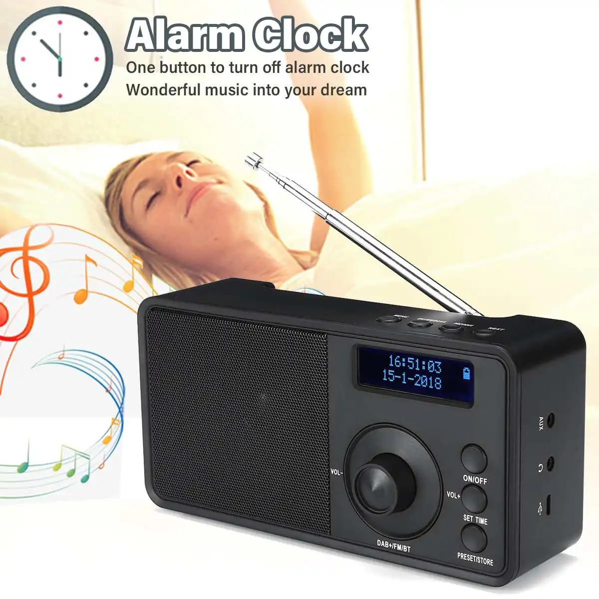 Портативный цифровой радиоприемник DAB + FM Ручной bluetooth мини музыкальный