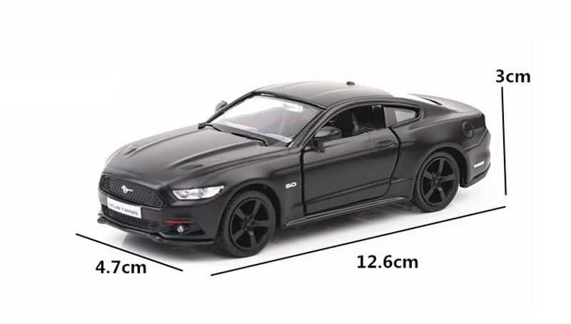 1:36 сплав Матовый Черный Ford Mustang Тяговый ретро автомобиль игрушечный