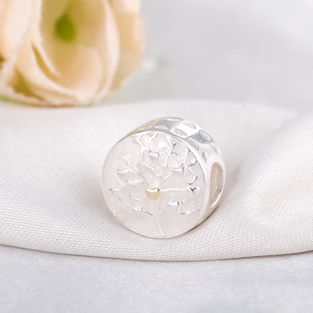 Devolove 925 ilver дерево золотого цвета сердце и серебряные эмалированные бусины