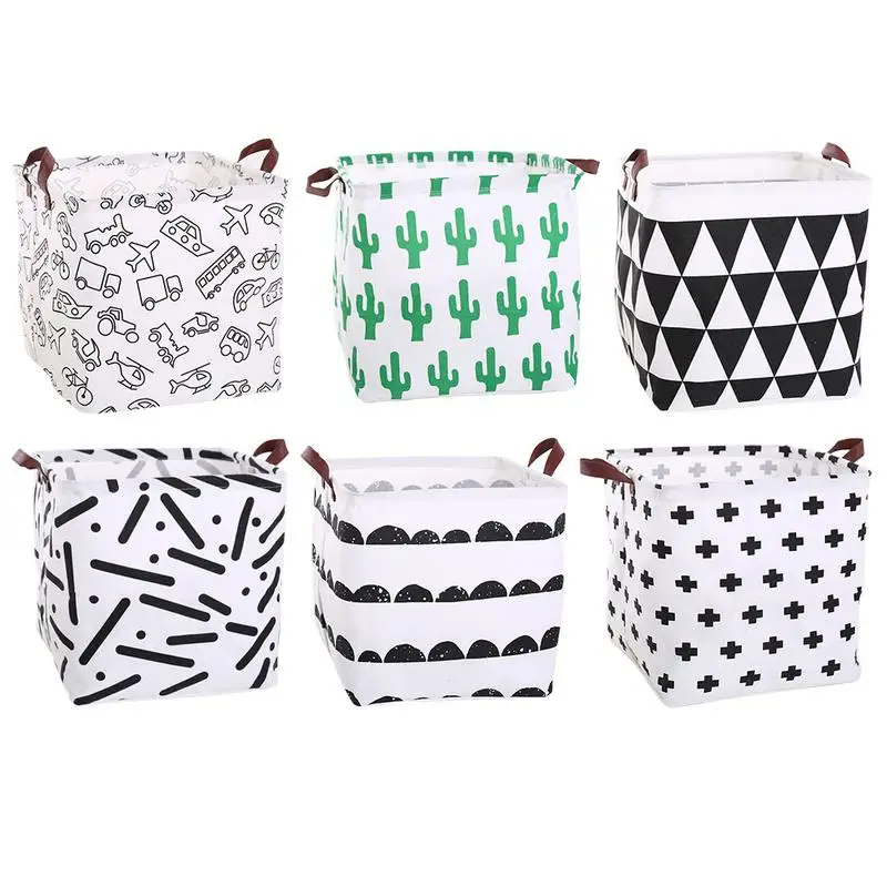 Хлопковые и льняные ящики для хранения коробка игрушек квадратная Складная