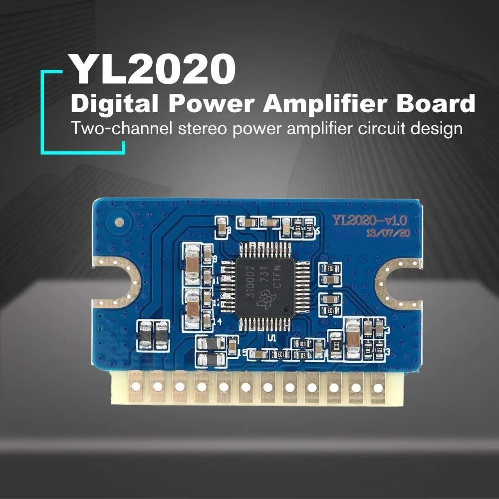 Для YL2020 2X20W 12В 24В Мини стерео аудио усилитель плата двухканальный модуль V1.0 класс