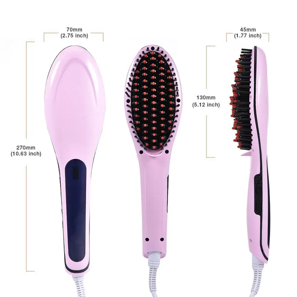 

1PCS Electric Pink Straight Hair Comb LCD Temperature Display Anti-scalding Heating Ceramic Electric Splint Hairdressing Tools