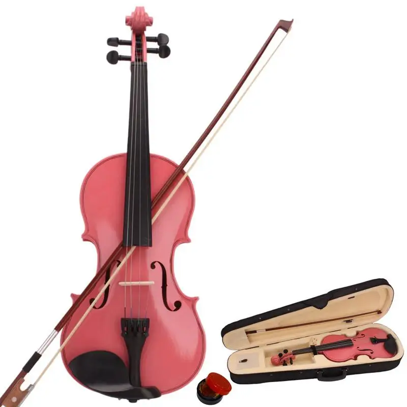 

4/4 Full Size Pink Basswood Acoustic Violin Fiddle with Case Bow Rosin for Violin Beginners Children Gift (Ship from US)