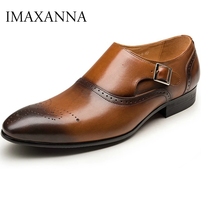 

IMAXANNA Men Dress Shoes Leather Men's Classic Italian Shoes Business Office Wedding Shoes Hollow Out Breathable Plus Size 38-48