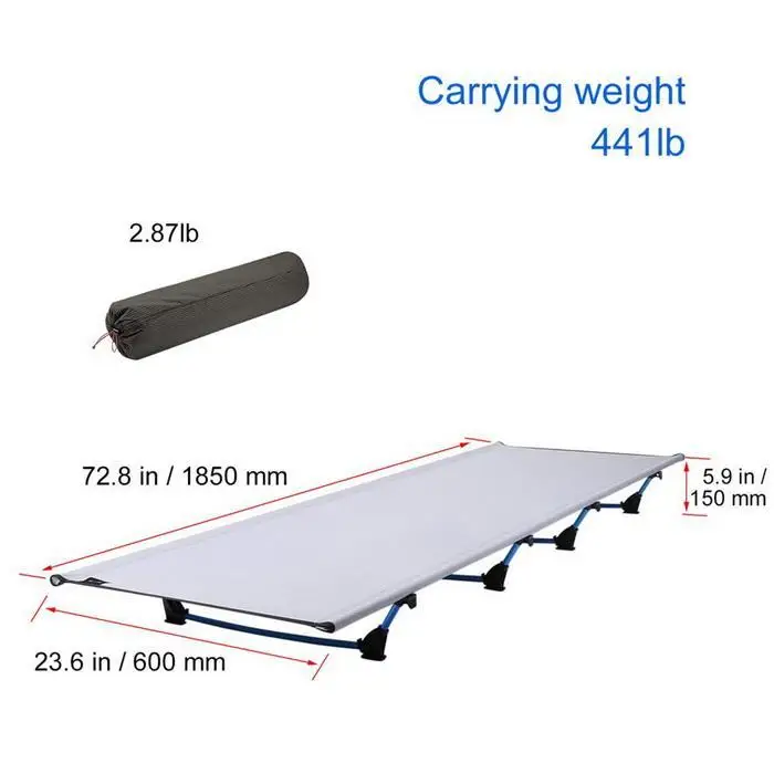 Ultralight 200KG Camp Bed aluminum Bearing Breathable Waterproof 1200g 7001 Special aviation Surface Nylon | Спорт и развлечения