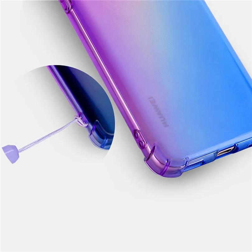 Силиконовый чехол с градиентом для Huawei Honor X 8A 20i 9N V20 10 Lite прозрачный