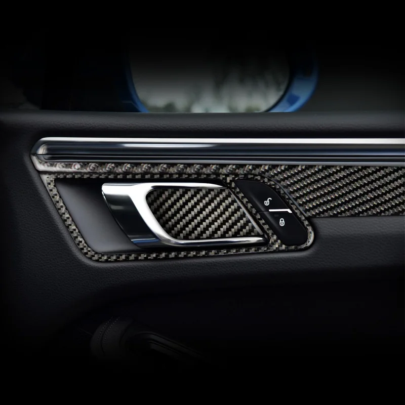 Для porsche macan внутреннее украшение дверные ручки из углеродного волокна