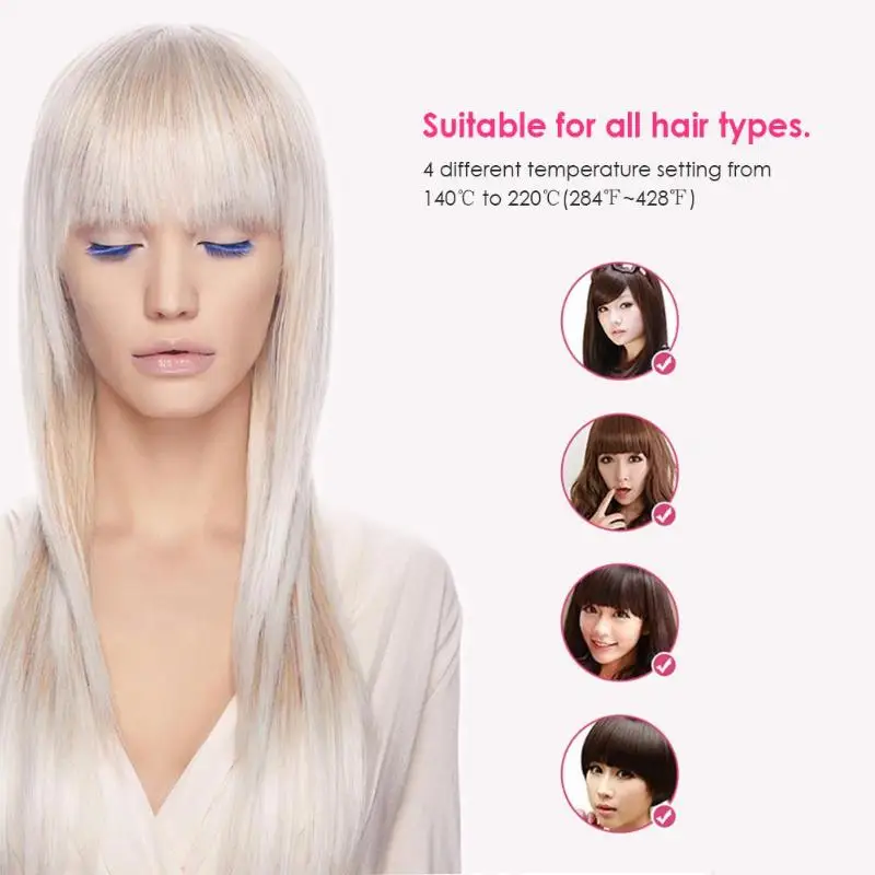 

Professional 2 in 1 Ceramic Straightening Iron Temperature Adjustable Hair Straightener Aluminum Hair Plate Flat Iron Curler