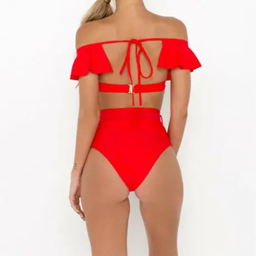 Lady Sexy Ruffle Underwire High Waist Bikini Set Off Shoulder Swimsuit Beachwear | Спорт и развлечения