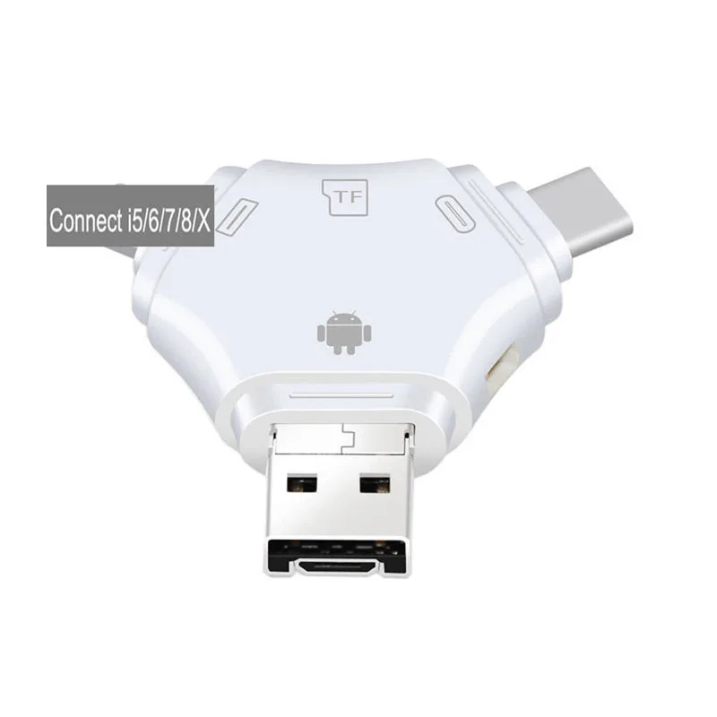4in1 флеш накопитель Micro USB SD/устройство для считывания с tf карт адаптер iPhone x 6 7 8