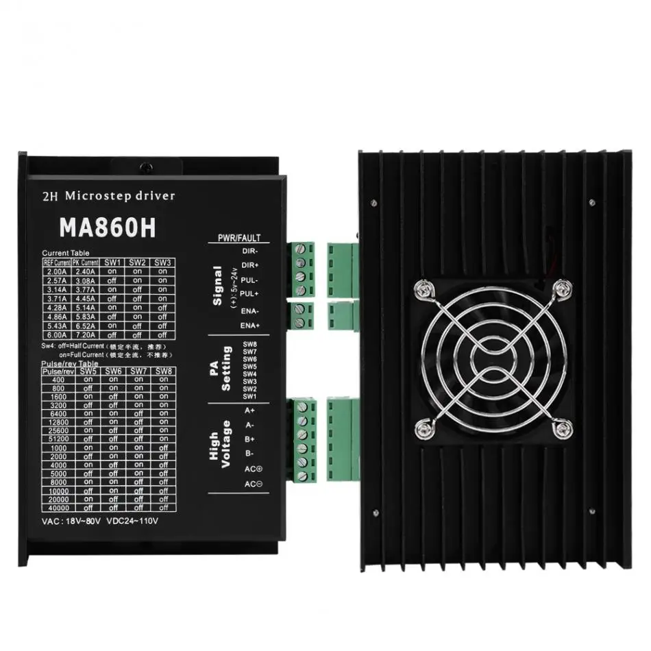 1 шт. MA860H шаговый двигатель драйвер модуль контроллера 18 80 В AC/24 110 DC 7.2A для 2 фазы 86