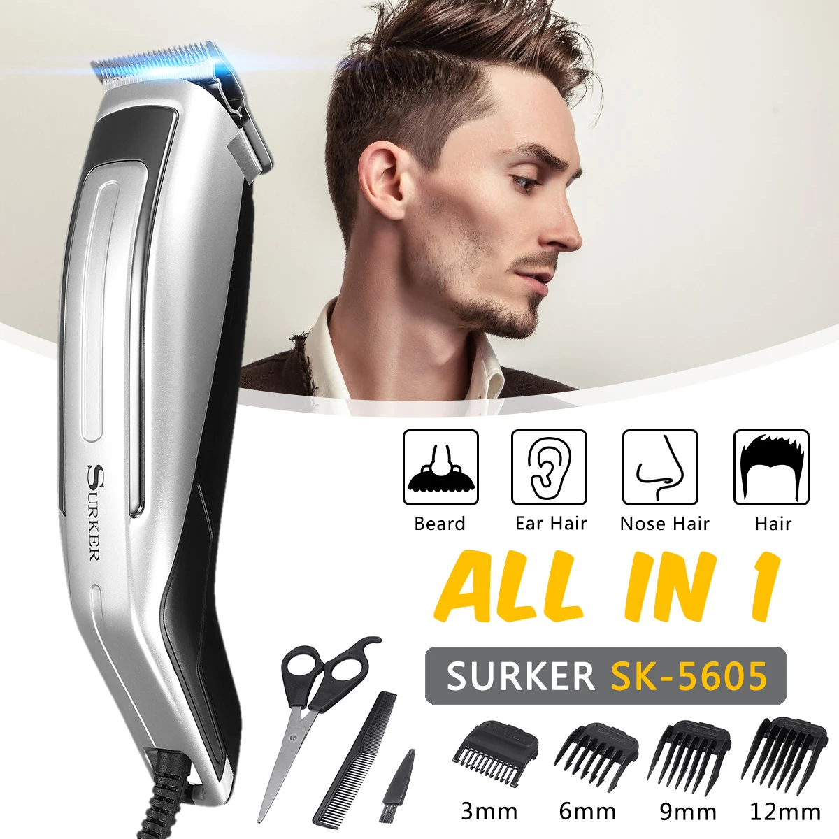 SURKER SK-5605 электрическая машинка для стрижки волос профессиональный триммер для стрижки волос Мужская бритва для бороды