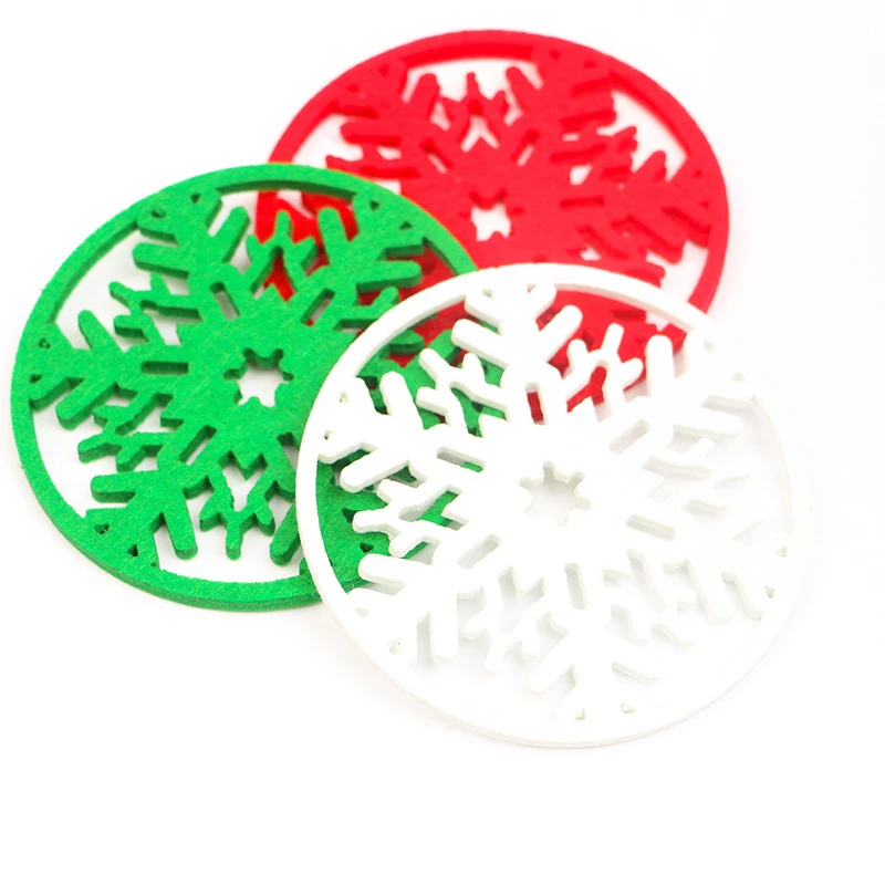 10pcs/set Merry Christmas Decorations Home Snowflakes Cup Pad Mat Non-woven Fabric Dinner Party Dish Tray Coffee Pads | Дом и сад
