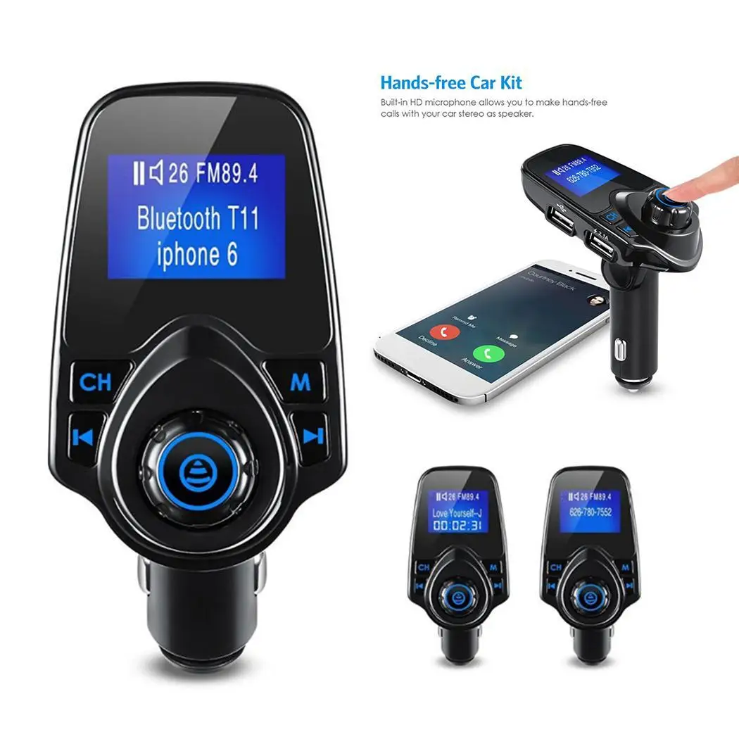 FM передатчик Bluetooth модулятор громкой связи Автомобильный MP3-плеер Поддержка USB Flash