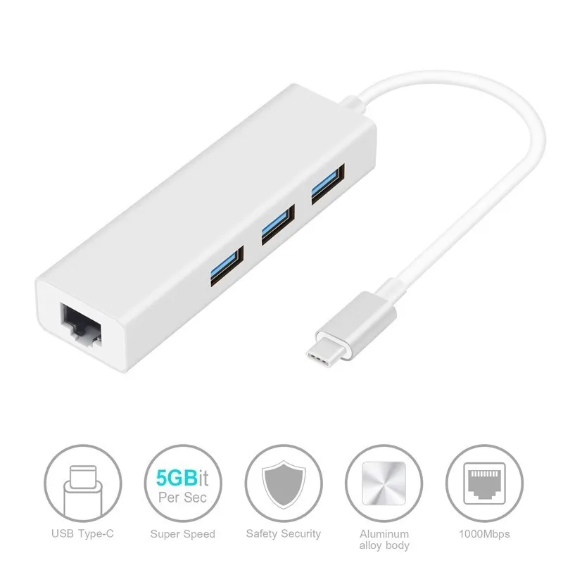 Usb type C концентратор адаптер с гигабитным портом Ethernet usb порты RJ45 высокоскоростной